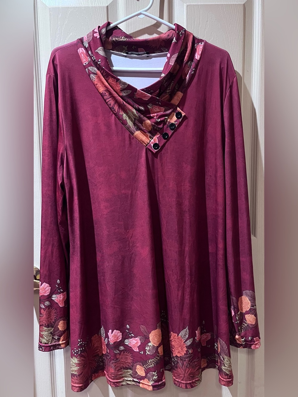 Orange Rust Floral Accent Tunic, Size 2X
